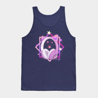 HEADPHONES WITH CAT EARS - MUSIC AND COLORS - PINK Tank Top